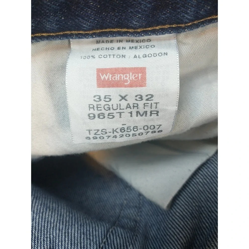 Wrangler Regular Fit Blue Jeans Mens 34x32 Medium Wash Denim 965T1MR Mexico